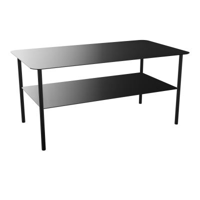 ZELIE T BASSE RECT. L90 P50 H43 CM SUR 4 PIEDS FX METAL LISSE NOIR RAL9005 SG