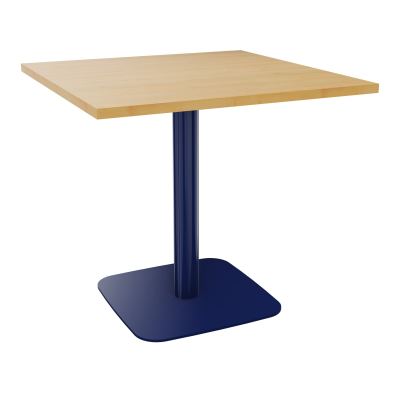 TABLE CARRÉE 80X80 CM PIED CENTRAL H73,5 CM  ÉP. 25 MM  R5 X4
