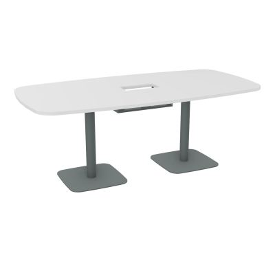 TABLE OVALE P100X200 DÉCOUPÉE POUR TRAPPE CENTRALE DOUBLE ACCÈS 2XPIEDS CENTRAUX  ÉP. 25