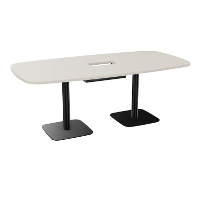 TABLE OVALE P100X200 DÉCOUPÉE POUR TRAPPE CENTRALE DOUBLE ACCÈS 2XPIEDS CENTRAUX  ÉP. 25