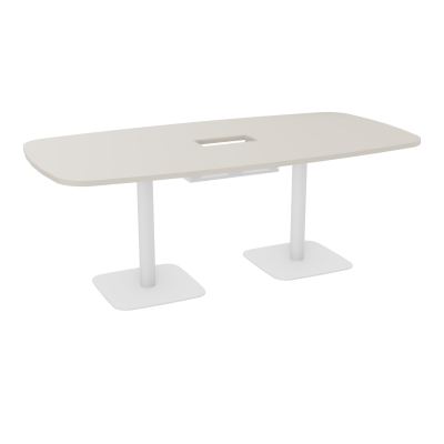 TABLE OVALE P100X200 DÉCOUPÉE POUR TRAPPE CENTRALE DOUBLE ACCÈS 2XPIEDS CENTRAUX  ÉP. 25