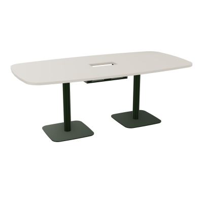 TABLE OVALE P100X200 DÉCOUPÉE POUR TRAPPE CENTRALE DOUBLE ACCÈS 2XPIEDS CENTRAUX  ÉP. 25