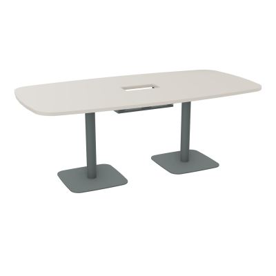 TABLE OVALE P100X200 DÉCOUPÉE POUR TRAPPE CENTRALE DOUBLE ACCÈS 2XPIEDS CENTRAUX  ÉP. 25