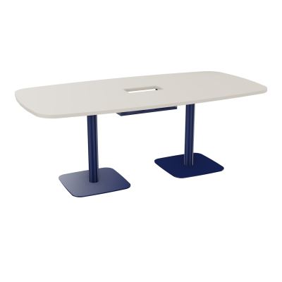 TABLE OVALE P100X200 DÉCOUPÉE POUR TRAPPE CENTRALE DOUBLE ACCÈS 2XPIEDS CENTRAUX  ÉP. 25
