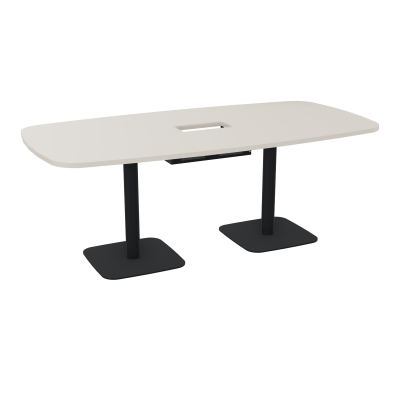 TABLE OVALE P100X200 DÉCOUPÉE POUR TRAPPE CENTRALE DOUBLE ACCÈS 2XPIEDS CENTRAUX  ÉP. 25