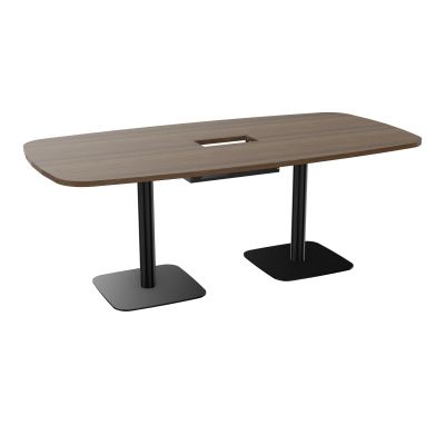 TABLE OVALE P100X200 DÉCOUPÉE POUR TRAPPE CENTRALE DOUBLE ACCÈS 2XPIEDS CENTRAUX  ÉP. 25