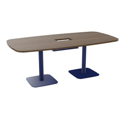TABLE OVALE P100X200 DÉCOUPÉE POUR TRAPPE CENTRALE DOUBLE ACCÈS 2XPIEDS CENTRAUX  ÉP. 25