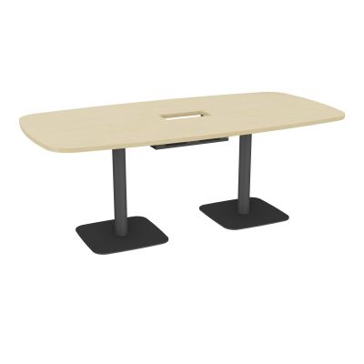 TABLE OVALE P100X200 DÉCOUPÉE POUR TRAPPE CENTRALE DOUBLE ACCÈS 2XPIEDS CENTRAUX  ÉP. 25