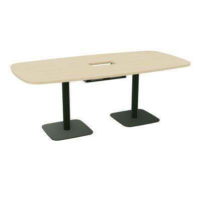 TABLE OVALE P100X200 DÉCOUPÉE POUR TRAPPE CENTRALE DOUBLE ACCÈS 2XPIEDS CENTRAUX  ÉP. 25