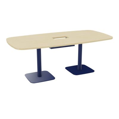 TABLE OVALE P100X200 DÉCOUPÉE POUR TRAPPE CENTRALE DOUBLE ACCÈS 2XPIEDS CENTRAUX  ÉP. 25