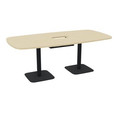 TABLE OVALE P100X200 DÉCOUPÉE POUR TRAPPE CENTRALE DOUBLE ACCÈS 2XPIEDS CENTRAUX  ÉP. 25