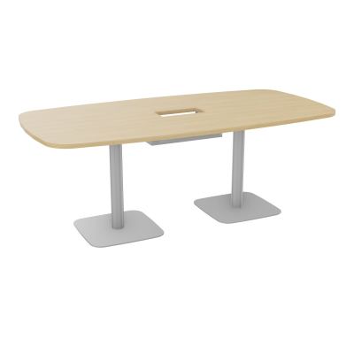 TABLE OVALE P100X200 DÉCOUPÉE POUR TRAPPE CENTRALE DOUBLE ACCÈS 2XPIEDS CENTRAUX  ÉP. 25