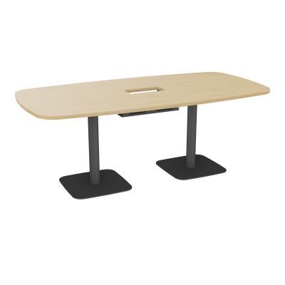 TABLE OVALE P100X200 DÉCOUPÉE POUR TRAPPE CENTRALE DOUBLE ACCÈS 2XPIEDS CENTRAUX  ÉP. 25