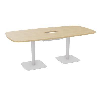 TABLE OVALE P100X200 DÉCOUPÉE POUR TRAPPE CENTRALE DOUBLE ACCÈS 2XPIEDS CENTRAUX  ÉP. 25