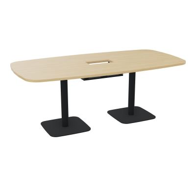 TABLE OVALE P100X200 DÉCOUPÉE POUR TRAPPE CENTRALE DOUBLE ACCÈS 2XPIEDS CENTRAUX  ÉP. 25