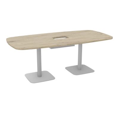 TABLE OVALE P100X200 DÉCOUPÉE POUR TRAPPE CENTRALE DOUBLE ACCÈS 2XPIEDS CENTRAUX  ÉP. 25