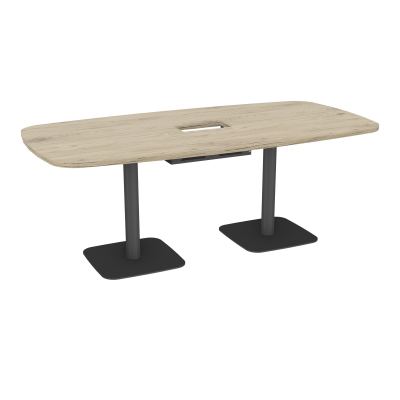 TABLE OVALE P100X200 DÉCOUPÉE POUR TRAPPE CENTRALE DOUBLE ACCÈS 2XPIEDS CENTRAUX  ÉP. 25