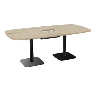 TABLE OVALE P100X200 DÉCOUPÉE POUR TRAPPE CENTRALE DOUBLE ACCÈS 2XPIEDS CENTRAUX  ÉP. 25