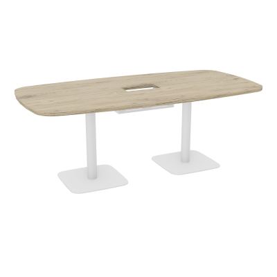 TABLE OVALE P100X200 DÉCOUPÉE POUR TRAPPE CENTRALE DOUBLE ACCÈS 2XPIEDS CENTRAUX  ÉP. 25