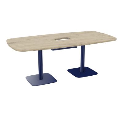 TABLE OVALE P100X200 DÉCOUPÉE POUR TRAPPE CENTRALE DOUBLE ACCÈS 2XPIEDS CENTRAUX  ÉP. 25