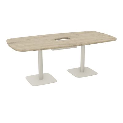 TABLE OVALE P100X200 DÉCOUPÉE POUR TRAPPE CENTRALE DOUBLE ACCÈS 2XPIEDS CENTRAUX  ÉP. 25