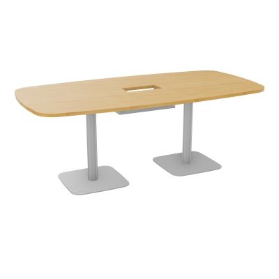 TABLE OVALE P100X200 DÉCOUPÉE POUR TRAPPE CENTRALE DOUBLE ACCÈS 2XPIEDS CENTRAUX  ÉP. 25