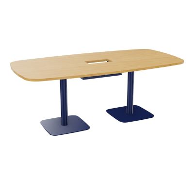 TABLE OVALE P100X200 DÉCOUPÉE POUR TRAPPE CENTRALE DOUBLE ACCÈS 2XPIEDS CENTRAUX  ÉP. 25