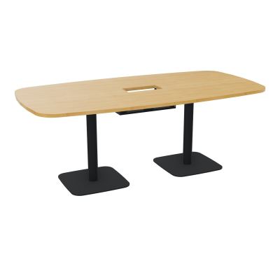 TABLE OVALE P100X200 DÉCOUPÉE POUR TRAPPE CENTRALE DOUBLE ACCÈS 2XPIEDS CENTRAUX  ÉP. 25