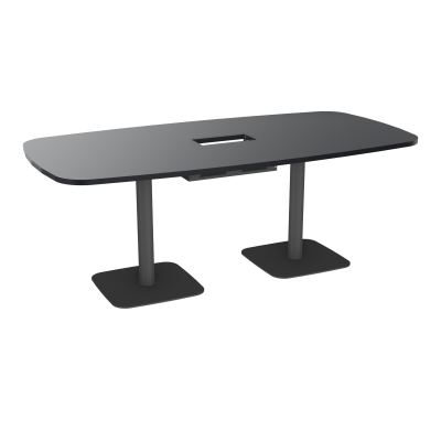 TABLE OVALE P100X200 DÉCOUPÉE POUR TRAPPE CENTRALE DOUBLE ACCÈS 2XPIEDS CENTRAUX  ÉP. 25
