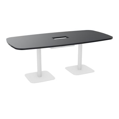 TABLE OVALE P100X200 DÉCOUPÉE POUR TRAPPE CENTRALE DOUBLE ACCÈS 2XPIEDS CENTRAUX  ÉP. 25