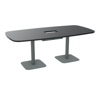 TABLE OVALE P100X200 DÉCOUPÉE POUR TRAPPE CENTRALE DOUBLE ACCÈS 2XPIEDS CENTRAUX  ÉP. 25