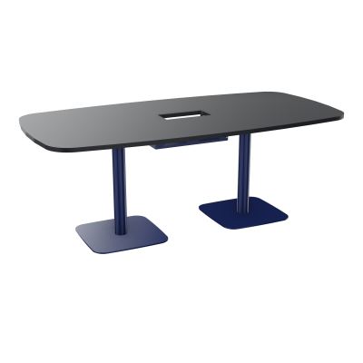 TABLE OVALE P100X200 DÉCOUPÉE POUR TRAPPE CENTRALE DOUBLE ACCÈS 2XPIEDS CENTRAUX  ÉP. 25