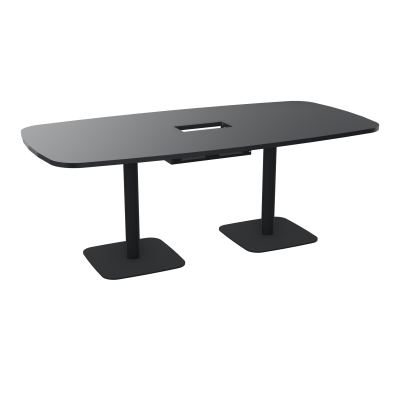 TABLE OVALE P100X200 DÉCOUPÉE POUR TRAPPE CENTRALE DOUBLE ACCÈS 2XPIEDS CENTRAUX  ÉP. 25