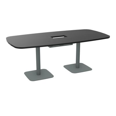 TABLE OVALE P100X200 DÉCOUPÉE POUR TRAPPE CENTRALE DOUBLE ACCÈS 2XPIEDS CENTRAUX  ÉP. 25