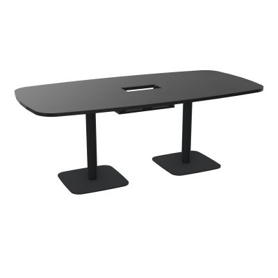 TABLE OVALE P100X200 DÉCOUPÉE POUR TRAPPE CENTRALE DOUBLE ACCÈS 2XPIEDS CENTRAUX  ÉP. 25