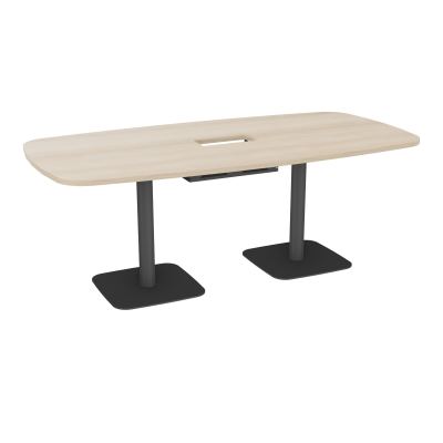 TABLE OVALE P100X200 DÉCOUPÉE POUR TRAPPE CENTRALE DOUBLE ACCÈS 2XPIEDS CENTRAUX  ÉP. 25