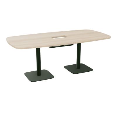 TABLE OVALE P100X200 DÉCOUPÉE POUR TRAPPE CENTRALE DOUBLE ACCÈS 2XPIEDS CENTRAUX  ÉP. 25