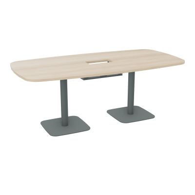 TABLE OVALE P100X200 DÉCOUPÉE POUR TRAPPE CENTRALE DOUBLE ACCÈS 2XPIEDS CENTRAUX  ÉP. 25