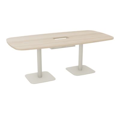 TABLE OVALE P100X200 DÉCOUPÉE POUR TRAPPE CENTRALE DOUBLE ACCÈS 2XPIEDS CENTRAUX  ÉP. 25