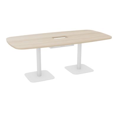 TABLE OVALE P100X200 DÉCOUPÉE POUR TRAPPE CENTRALE DOUBLE ACCÈS 2XPIEDS CENTRAUX  ÉP. 25