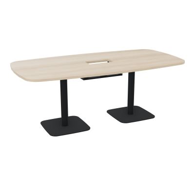 TABLE OVALE P100X200 DÉCOUPÉE POUR TRAPPE CENTRALE DOUBLE ACCÈS 2XPIEDS CENTRAUX  ÉP. 25