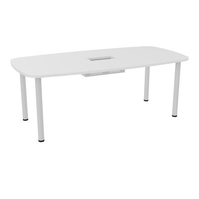TABLE OVALE P100X200 DÉCOUPÉE POUR TRAPPE CENTRALE  DOUBLE ACCÈS 4 PIEDS RONDS  ÉP. 25 MM
