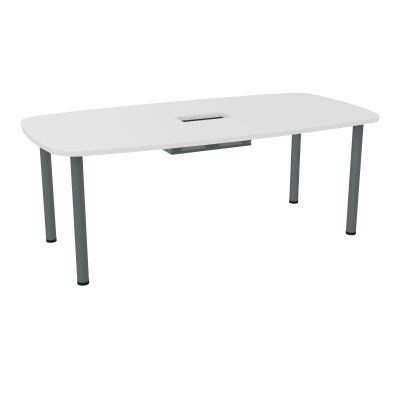 TABLE OVALE P100X200 DÉCOUPÉE POUR TRAPPE CENTRALE  DOUBLE ACCÈS 4 PIEDS RONDS  ÉP. 25 MM