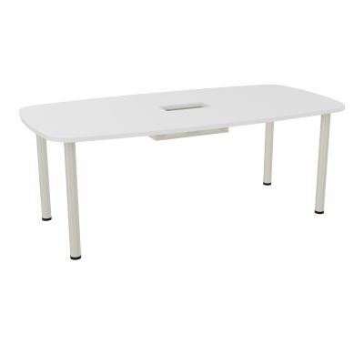 TABLE OVALE P100X200 DÉCOUPÉE POUR TRAPPE CENTRALE  DOUBLE ACCÈS 4 PIEDS RONDS  ÉP. 25 MM