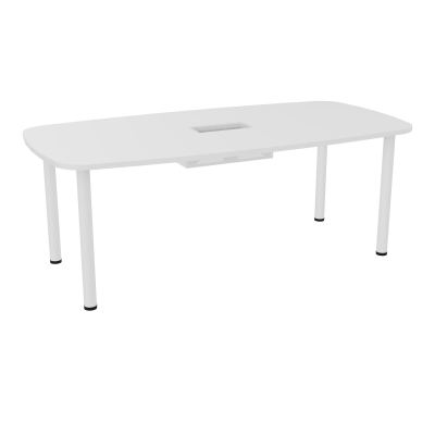 TABLE OVALE P100X200 DÉCOUPÉE POUR TRAPPE CENTRALE  DOUBLE ACCÈS 4 PIEDS RONDS  ÉP. 25 MM