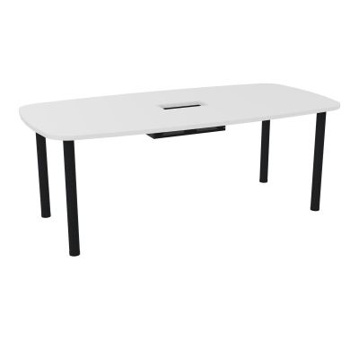 TABLE OVALE P100X200 DÉCOUPÉE POUR TRAPPE CENTRALE  DOUBLE ACCÈS 4 PIEDS RONDS  ÉP. 25 MM