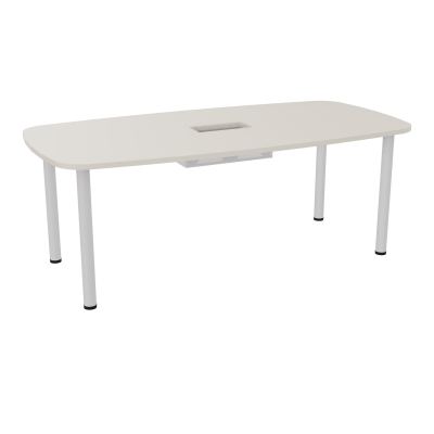 TABLE OVALE P100X200 DÉCOUPÉE POUR TRAPPE CENTRALE  DOUBLE ACCÈS 4 PIEDS RONDS  ÉP. 25 MM