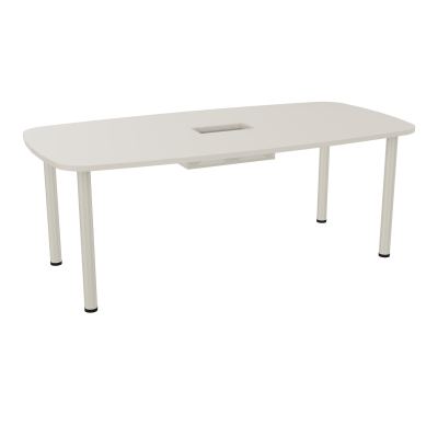 TABLE OVALE P100X200 DÉCOUPÉE POUR TRAPPE CENTRALE  DOUBLE ACCÈS 4 PIEDS RONDS  ÉP. 25 MM