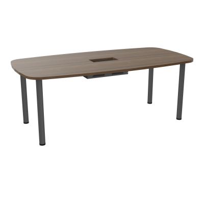 TABLE OVALE P100X200 DÉCOUPÉE POUR TRAPPE CENTRALE  DOUBLE ACCÈS 4 PIEDS RONDS  ÉP. 25 MM