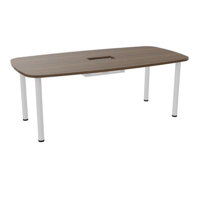 TABLE OVALE P100X200 DÉCOUPÉE POUR TRAPPE CENTRALE  DOUBLE ACCÈS 4 PIEDS RONDS  ÉP. 25 MM